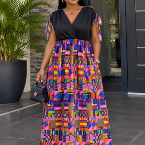WOMEN'S AFRICAN KENTE SHOULDER DRAWSTRING MAXI /MADE TO ORDER