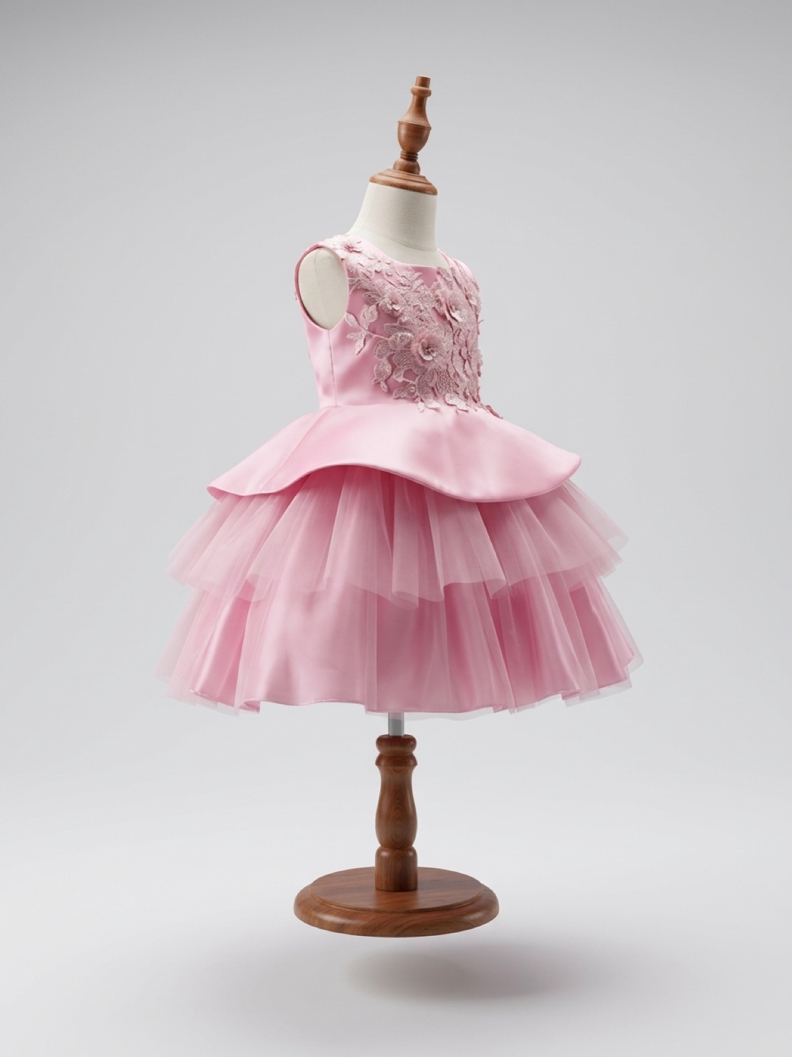 Girls’ Luxury Satin Peplum & Tulle Party Ball Dress - Image 12