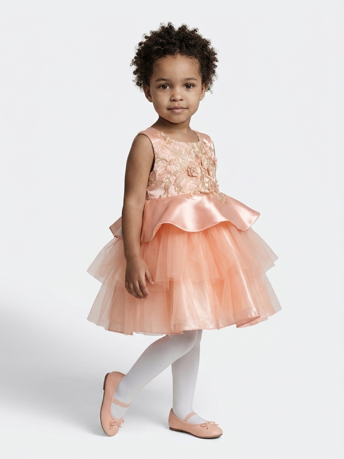 Girls’ Luxury Satin Peplum & Tulle Party Ball Dress - Image 5