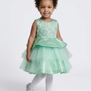 Girls’ Luxury Satin Peplum & Tulle Party Ball Dress