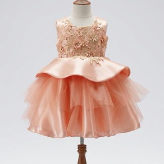 Girls’ Luxury Satin Peplum & Tulle Party Ball Dress