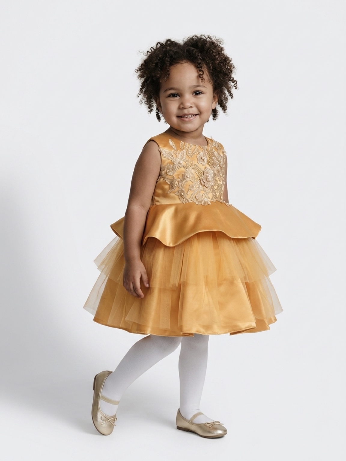 Girls’ Luxury Satin Peplum & Tulle Party Ball Dress - Image 4