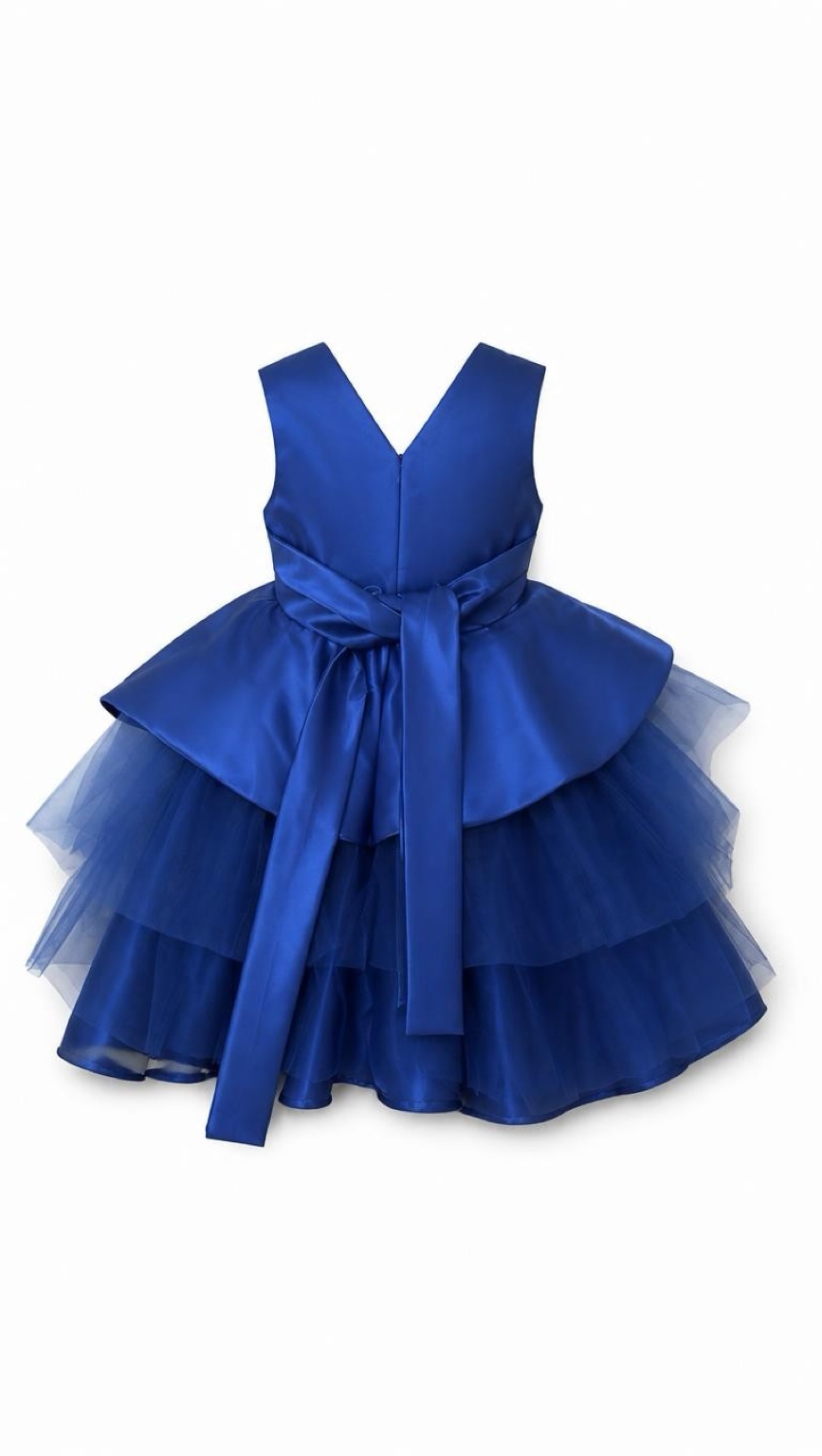 Girls’ Luxury Satin Peplum & Tulle Party Ball Dress - Image 8