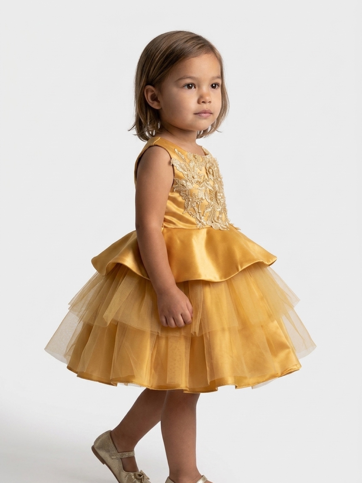 Girls’ Luxury Satin Peplum & Tulle Party Ball Dress - Image 10