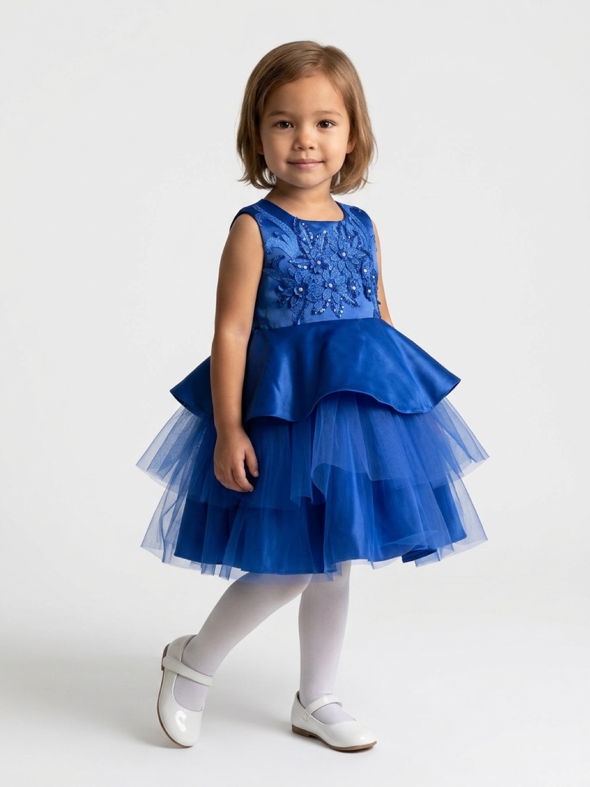 Girls’ Luxury Satin Peplum & Tulle Party Ball Dress - Image 11