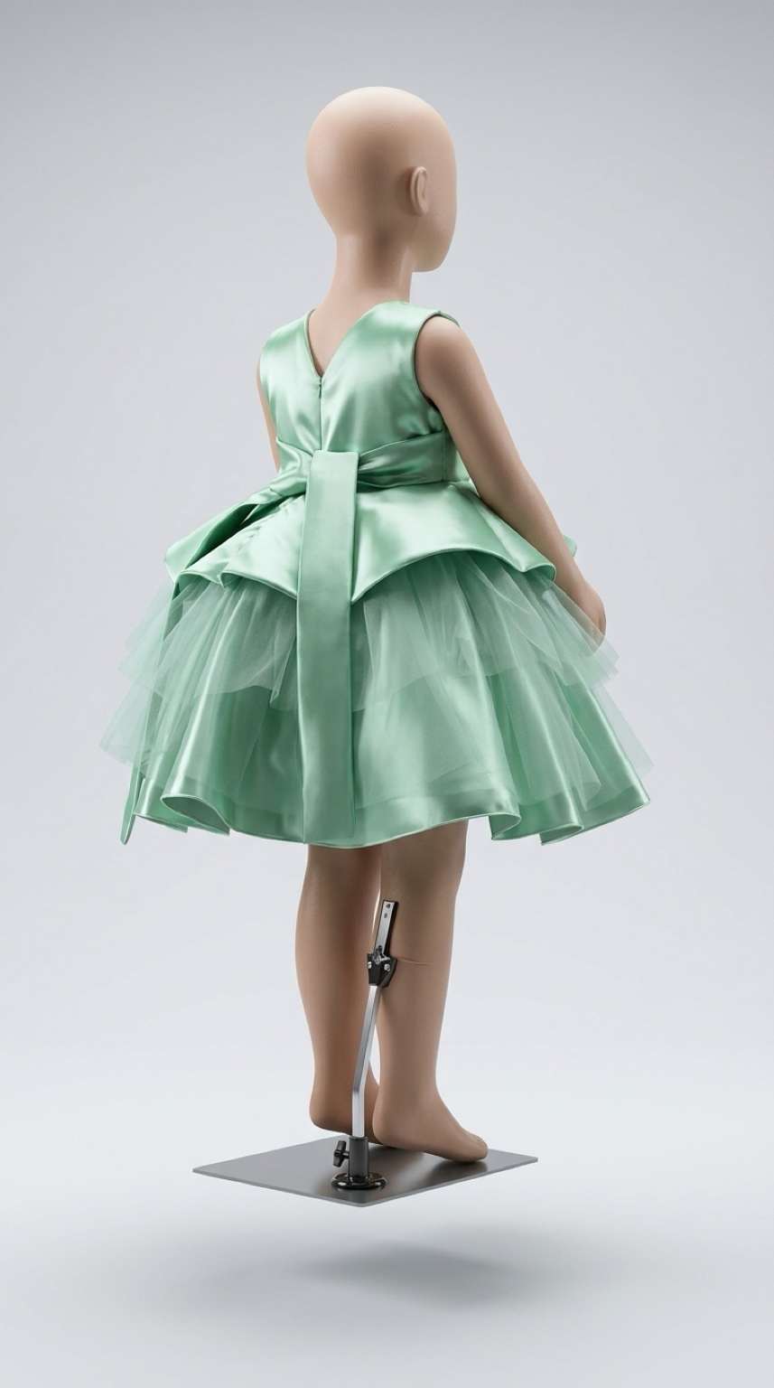 Girls’ Luxury Satin Peplum & Tulle Party Ball Dress - Image 6