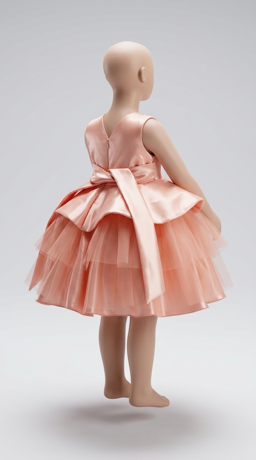 Girls’ Luxury Satin Peplum & Tulle Party Ball Dress - Image 7