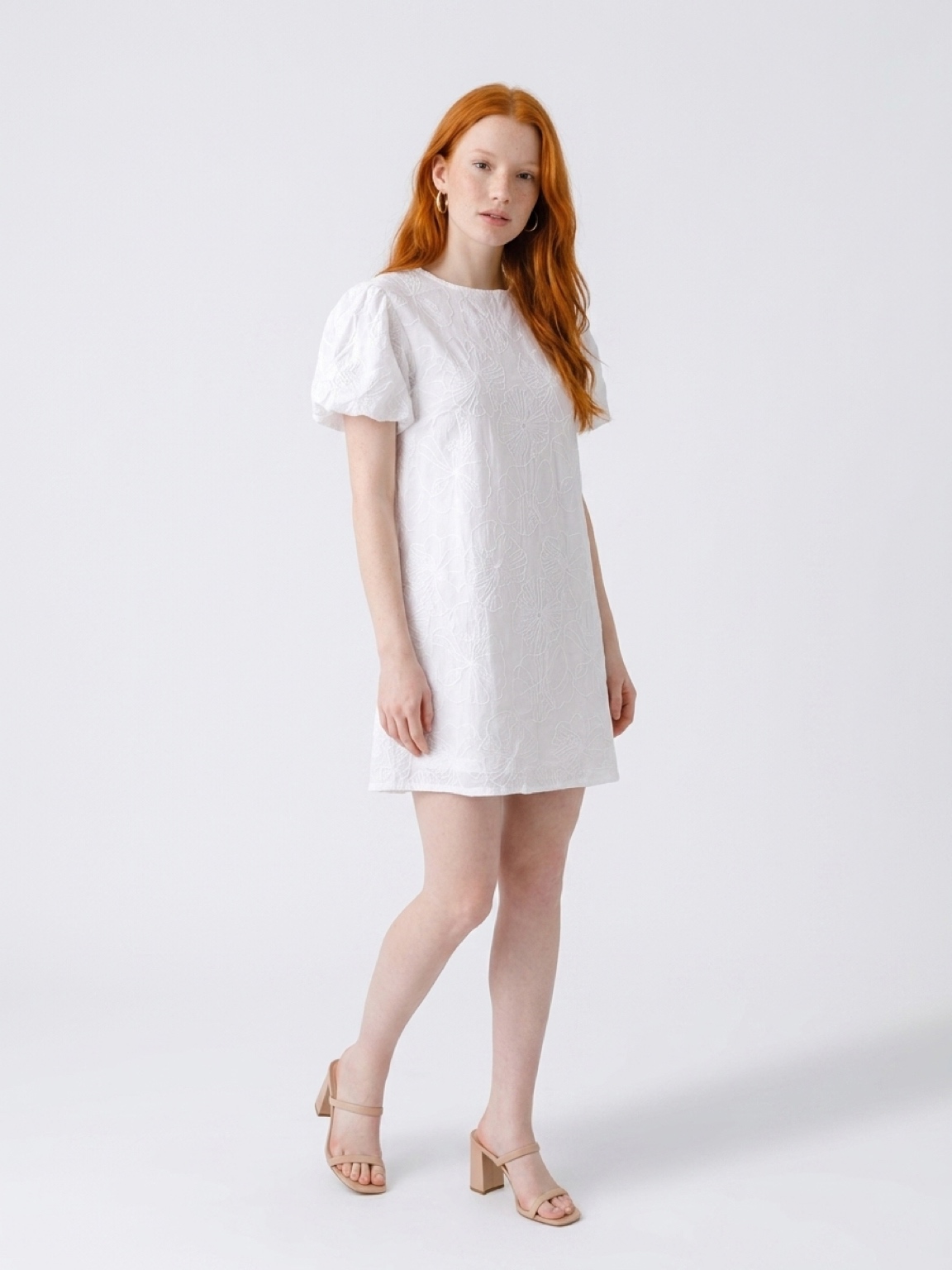 White Embroidered A-Line Dress Top. - Image 5