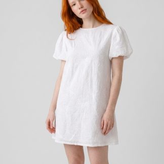 White Embroidered A-Line Dress Top.