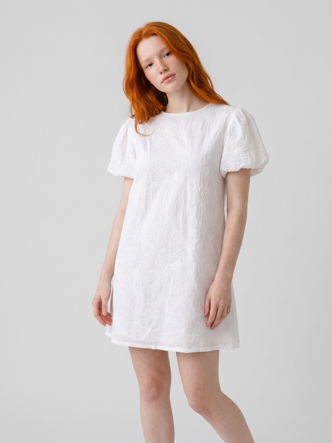 White Embroidered A-Line Dress Top.