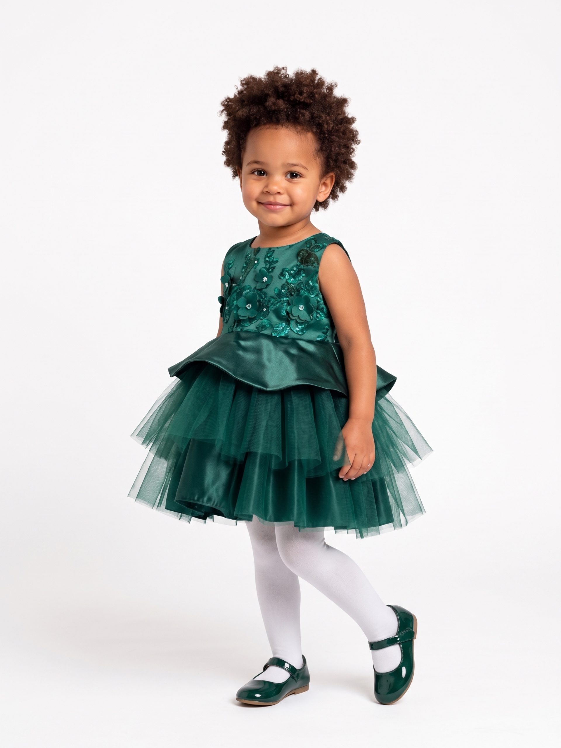 Girls’ Luxury Satin Peplum & Tulle Party Ball Dress - Image 11